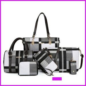 Faux Leather Tote Satchel Shoulder Bag Set Multi-Piece Designer Handbags